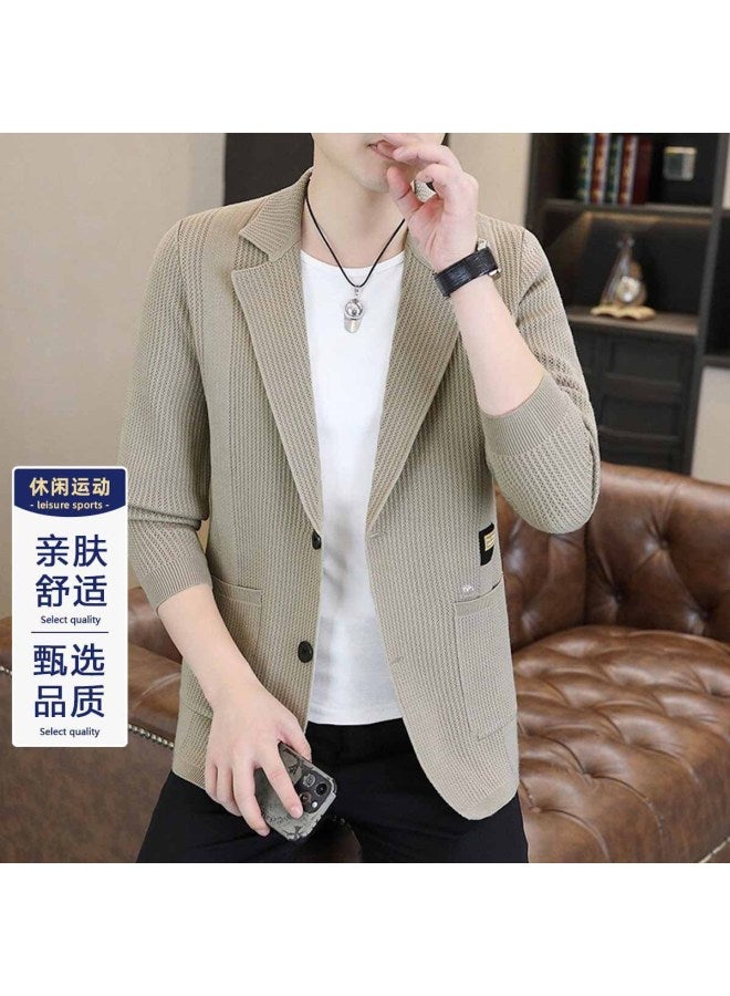 Fomoce men's Wool Blend Knit Cardigan Comfortable Outerwear Men's Sweater Knitted Pullover - Image 2