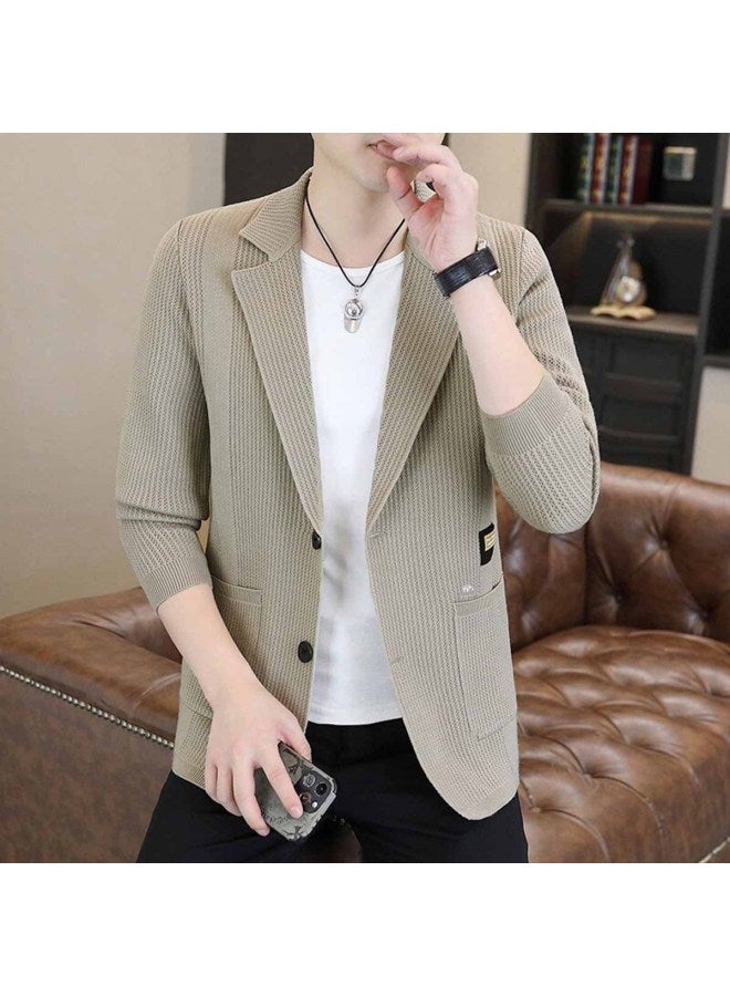 Fomoce men's Wool Blend Knit Cardigan Comfortable Outerwear Men's Sweater Knitted Pullover - Image 3