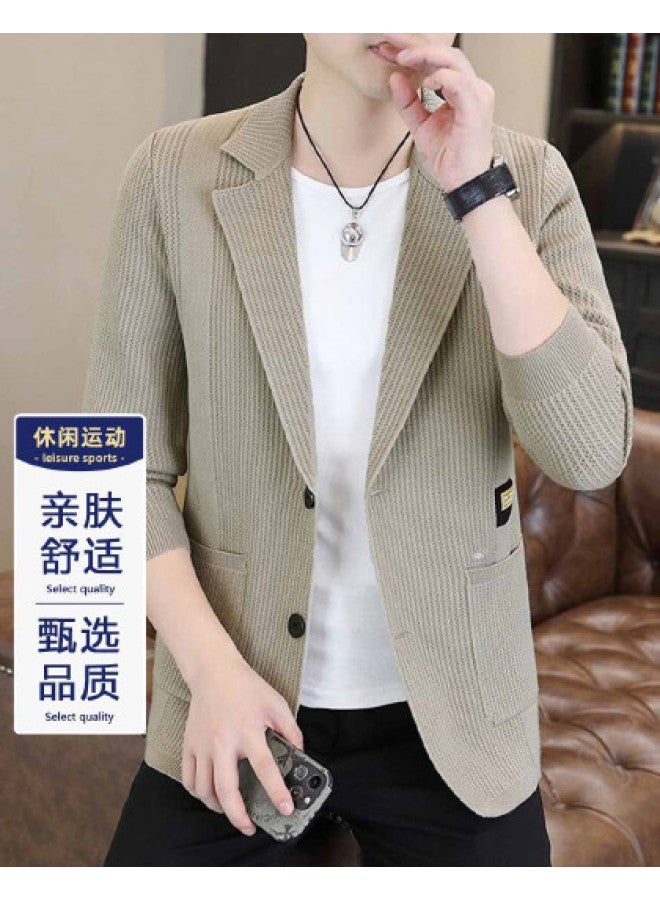 Fomoce men's Wool Blend Knit Cardigan Comfortable Outerwear Men's Sweater Knitted Pullover - Image 1