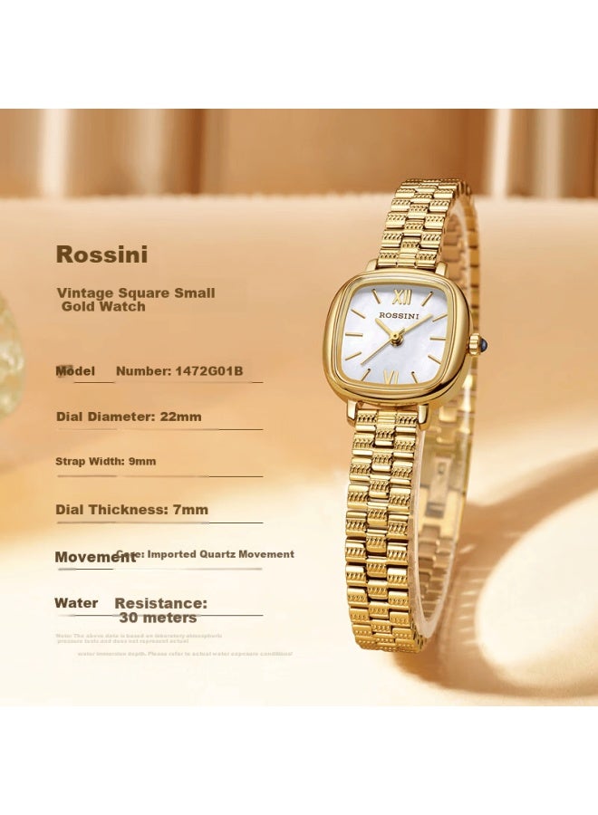 Rossini New Vintage Small Gold Watch For Women Luxury High-end Gold Minimalist Quartz Waterproof Wrisch - Image 3