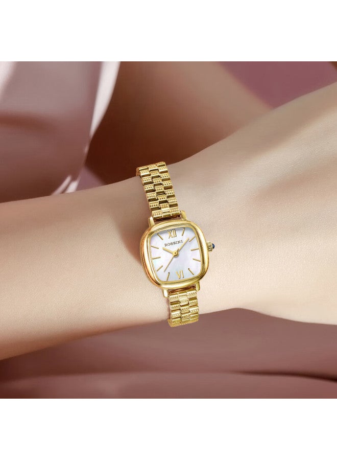 Rossini New Vintage Small Gold Watch For Women Luxury High-end Gold Minimalist Quartz Waterproof Wrisch - Image 4