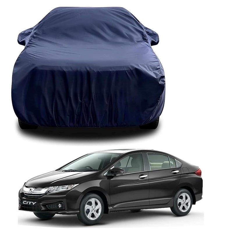 sulfar غطاء جسم السيارة مقاوم للماء 100% متوافق مع المرايا لهوندا سيتي i-VTEC (خياطة ثلاثية، حافة مطاطية كاملة، أزرق داكن) - Image 1