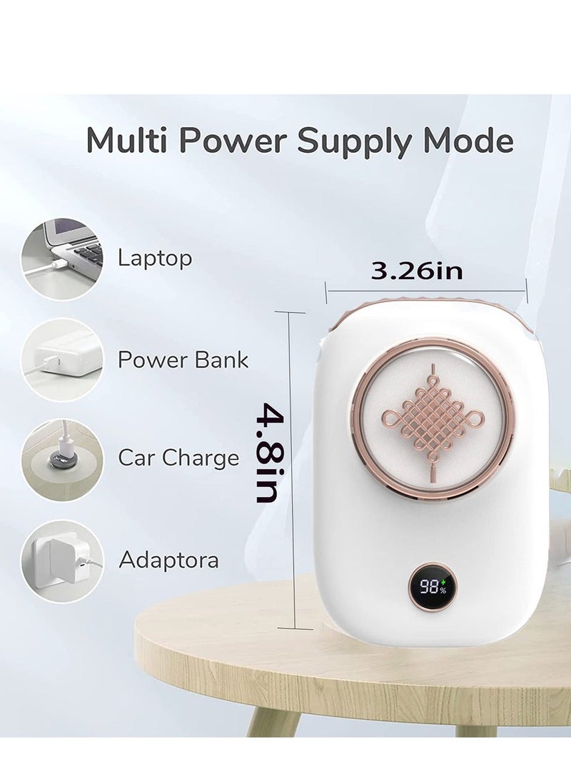 Loquat Mini Hanging Neck Fan Portable Eyelash Fan Necklace Fan with Adjustable Lanyard and Bracket USB Rechargeable Hands Free for Women Kids Girls Men Outdoor Travel Camping  - Image 5