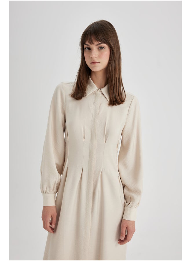DeFacto - Woman Shirt Neck Long Sleeve Woven Dress - Image 1
