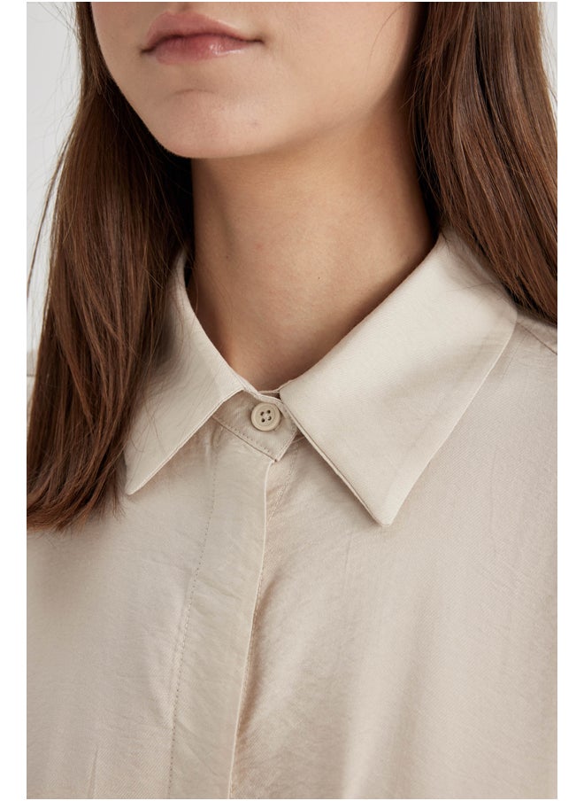 DeFacto - Woman Shirt Neck Long Sleeve Woven Dress - Image 1