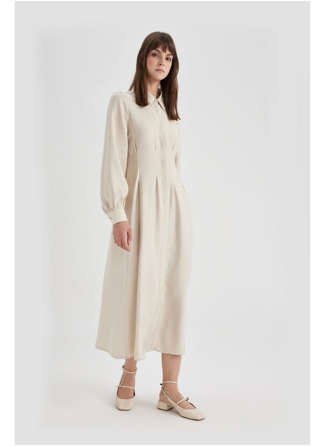 DeFacto - Woman Shirt Neck Long Sleeve Woven Dress - Image 1
