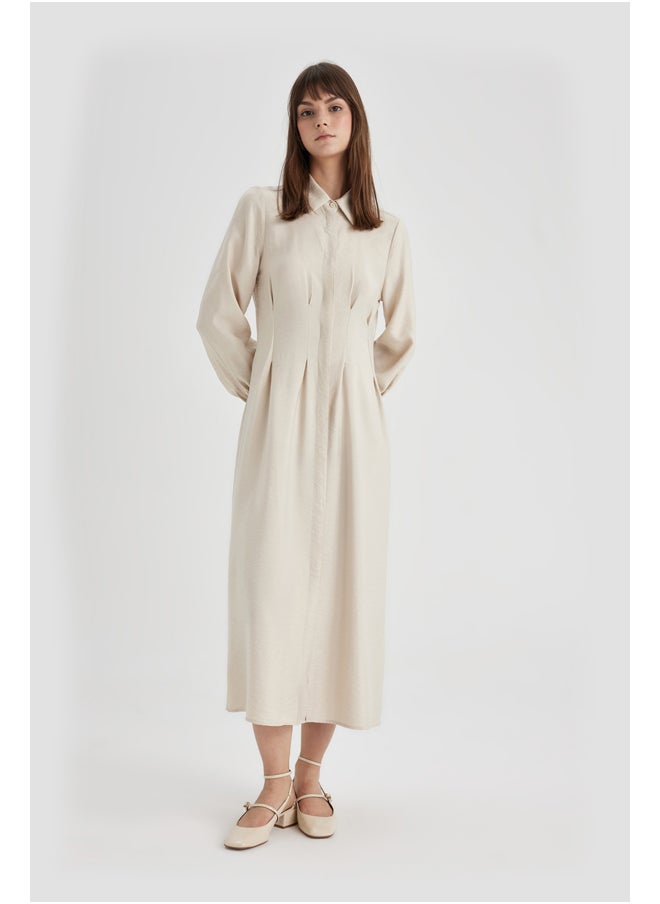 DeFacto - Woman Shirt Neck Long Sleeve Woven Dress - Image 1