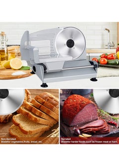 Aookay [Updated] Meat Slicer, 200W Electric Deli Food Slicer with 2 Removable 19 cm Stainless Steel Blades, Adjustable Thickness Meat Slicer for Home, Food Slicer Machine for Lamb, Beef, Bread  - Image 2