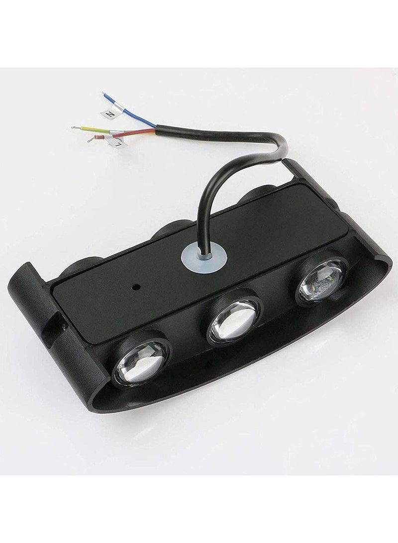 مصباح حائط ليد مصباح حائط عصري من البلاستيك مقاوم للماء للاستخدام الخارجي والداخلي، إضاءة دافئة 3000 كلفن، 6 مصابيح اتجاهية لأعلى وأسفل، أسود - Image 3