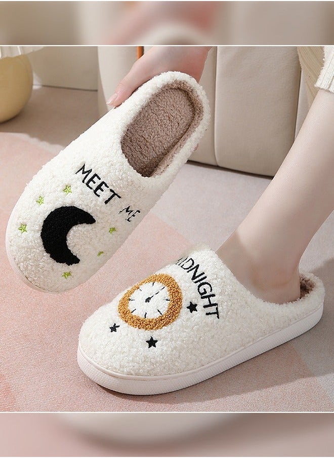 NIBEMINENT Meet Me at Midnight Bedroom Slippers for Women Men Couple Plush Fuzzy Cozy House Autumn and Winter Warm Indoor Outdoor Lightweight Soft Slides  - Image 4