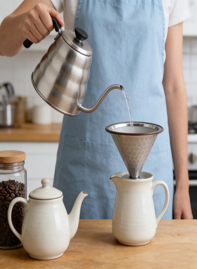 ESMAVO Reusable Coffee Filter, Stainless Steel Permanent Coffee Filter, Cone Pour Over Coffee Filter Compatible with Hario V60, Ovalware, Chemex, Coffee Dripper for Cuisinart Coffee Maker Filter and Brewer - Image 4