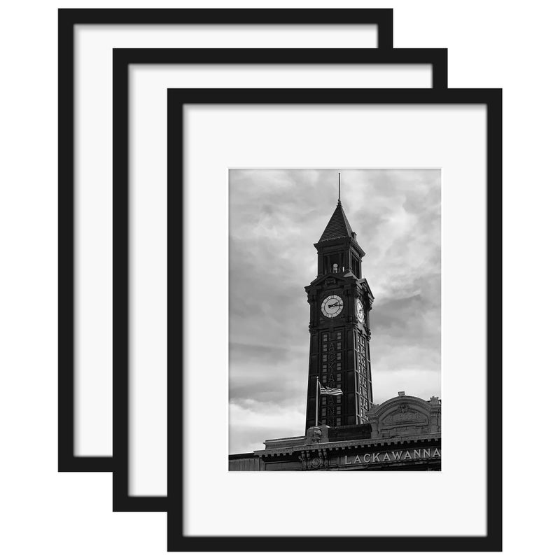 Wiscet A2 Picture Frame Set of 3, Display Pictures 11.7x16.5 with Mat or 16.5x23.4 Poster Frame Without Mat, Wall Gallery Photo Frames, Black - Image 1