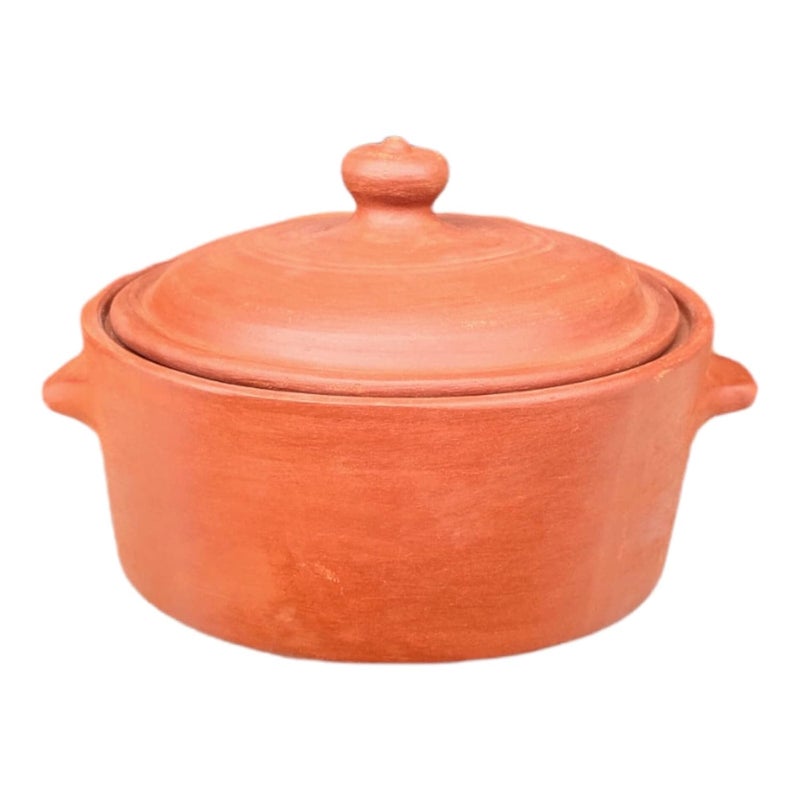 EZAHK EZAHK Earthen Clay Handi Bowl Type with Lid Clay Pot for Cooking Curry Dal Serving Natural Traditional 2L Brown - Image 3
