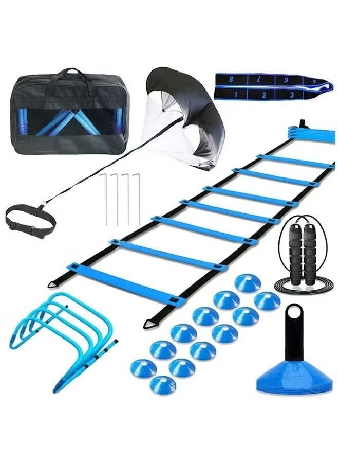 founder Agility Ladder 1 Agility Training Equipment 1 Resistance Parachute 4 Adjustable Hurdles 12 Disc Cones 1 Jump Rope 1 Resistance Band with bag Agility Speed Training Equipment for Youth&Adults - Image 1