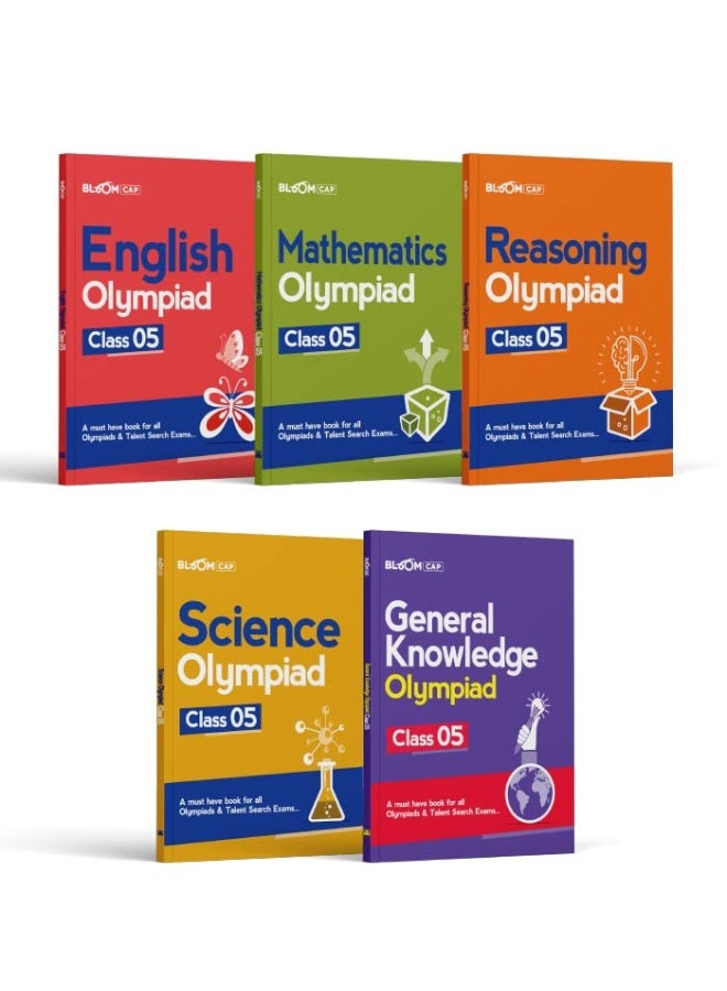 Bloom CAP Olympiad Science, Mathematics, Reasoning, English, General Knowledge Class 5 (Set of 5 books) 