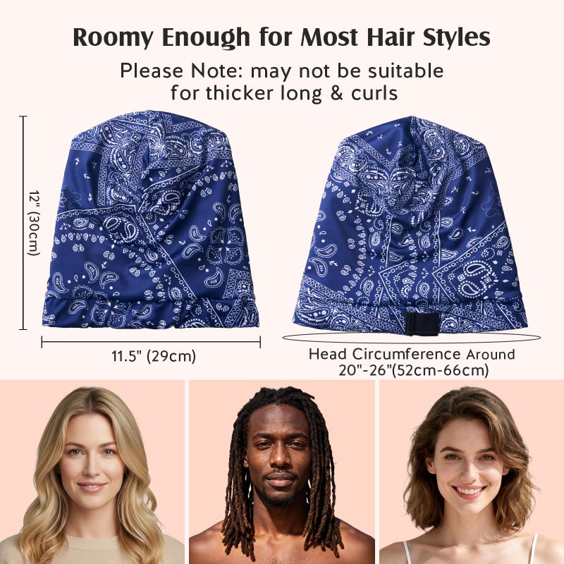 YFONG Mulberry Silk Hair Bonnet for Sleeping Women Men, Real Silk Lining, Not Satin, Stay On All Night Sleep Bonnet with Adjustable Strap for Curly Short Long Fine Hair, Blue - Image 5