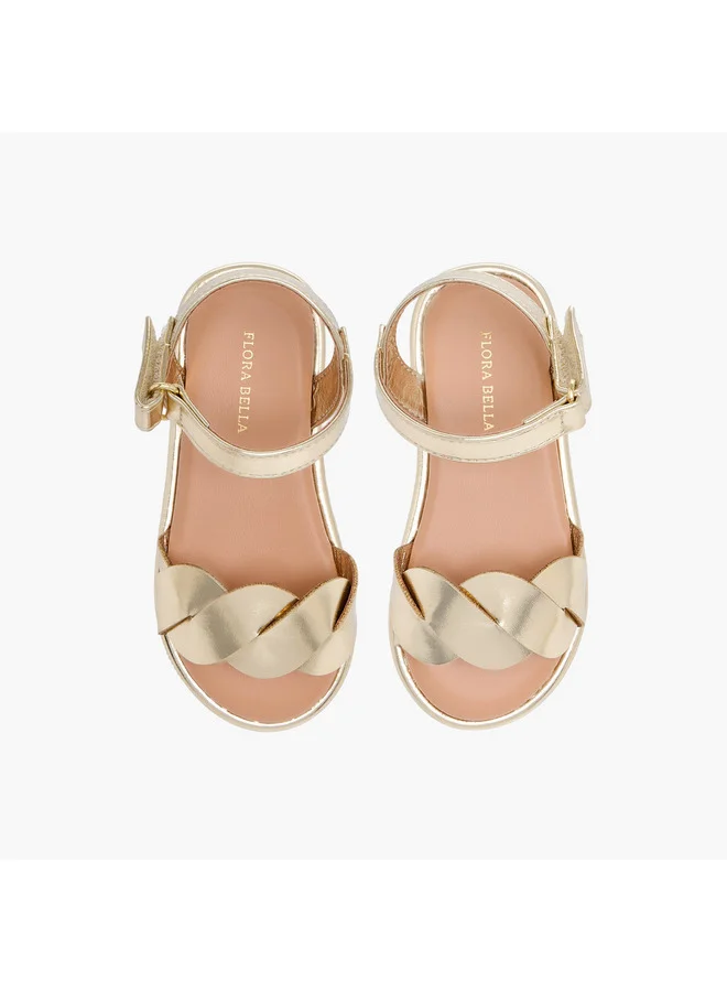 فلورا بيلا من شو إكسبرس Girls Strap Detail Sandals with Hook and Loop Closure