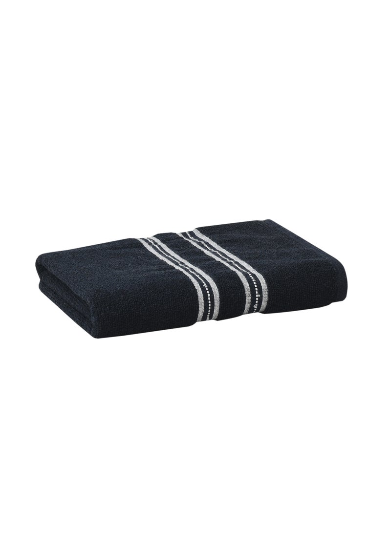AURIO Premium 100% Cotton Ultra-Soft Bath Towel – 68x135 cm Large Absorbent Body Towel with Stylish Double White Stripe Dobby Border – Navy Blue Luxury Hotel & Spa Collection - Image 2