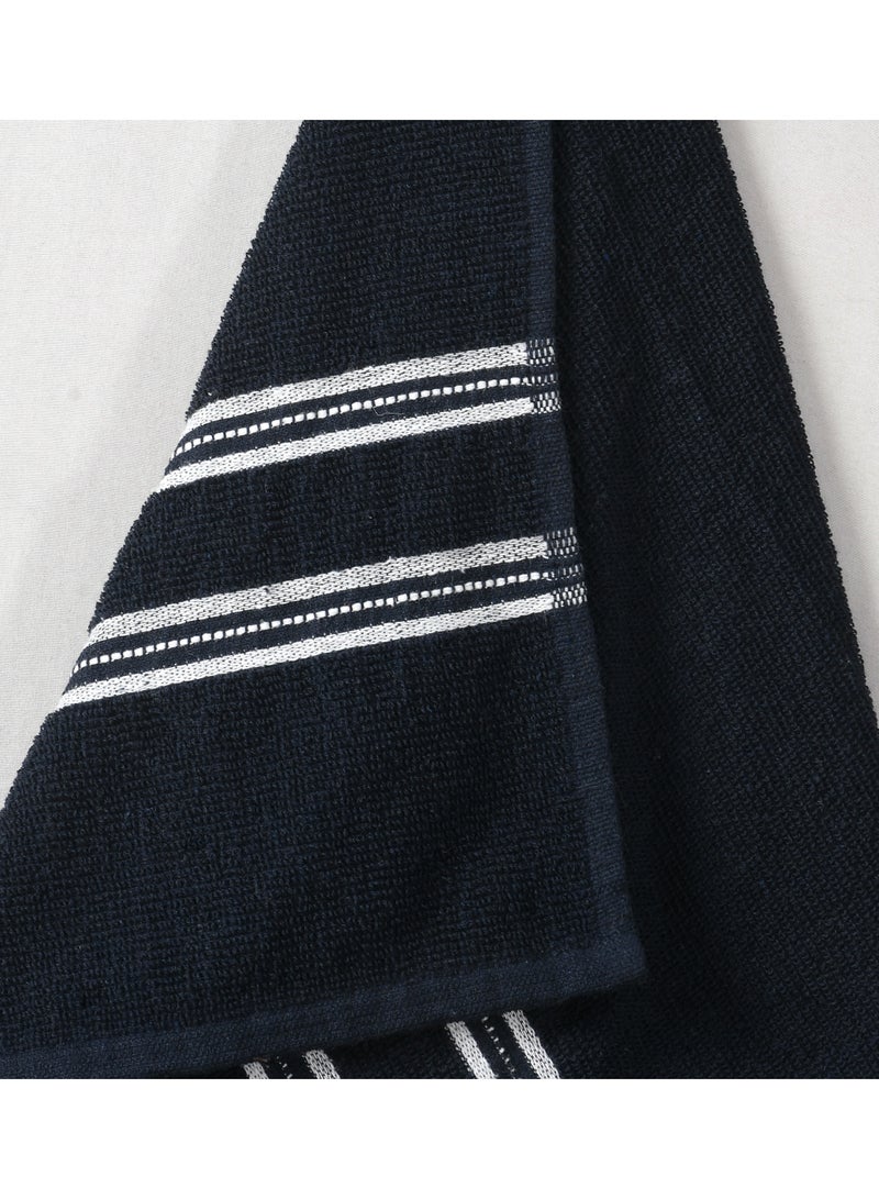 AURIO Premium 100% Cotton Ultra-Soft Bath Towel – 68x135 cm Large Absorbent Body Towel with Stylish Double White Stripe Dobby Border – Navy Blue Luxury Hotel & Spa Collection - Image 5