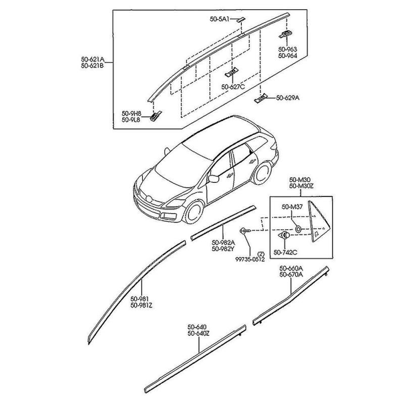 4pcs Roof Cap Drip Moulding Trim For Mazda 2 De 2007-2014 - Image 2