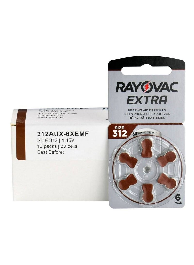 Rayovac Extra (Size 312) Hearing Aid Batteries Zinc-Air 0% Mercury - 60 Pieces - Image 1