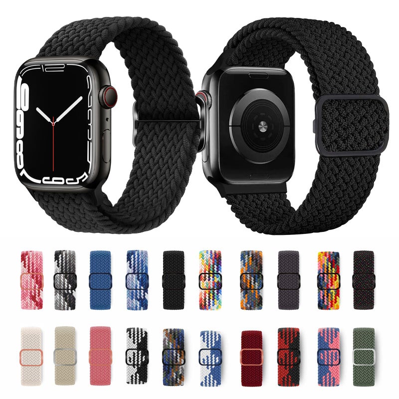 إيروريكس لساعة Apple Watch 46 مم / 49 مم / 45 مم / 44 مم سوار ساعة من النايلون المضفر بثمانية مشبك (أسود وأبيض) - Image 3