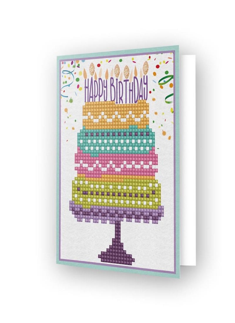 Diamond Dotz GREETING CARD  HAPPY BIRTHDAY CAKE 12.6 X 17.7 