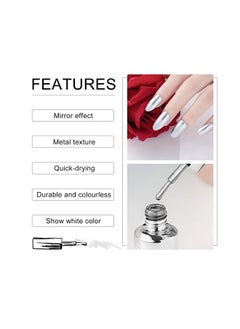 KYDA 18Ml Mirror Nail Polish Bright Colorful Nail Polish For Nail Art Longlasting Mirror Effect Nail Glue Gorgeous Reflective Manicure Nail Lacquerssilver 0.61 Fl Oz  - Image 5