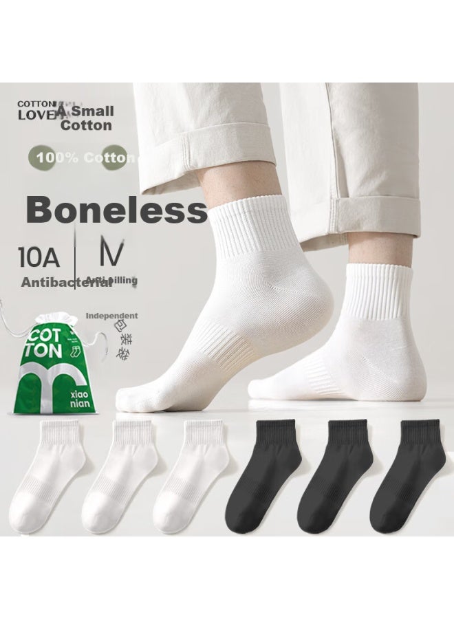 COTTON Xiaonian Men'S Short Socks Summer Thin Section 【100% Pure Cotton 10A Antibacterial And Deodorant】Breathable Low-Cut Short Tube 6 Pairs Pack - Image 1