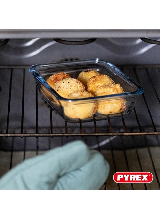 PYREX Cook & Go Set of 5 Rectangular Lunchboxes 0.8 L Borosilicate Glass Oven, Microwave and Dishwasher Safe Made in France Blue 1kg - Image 4