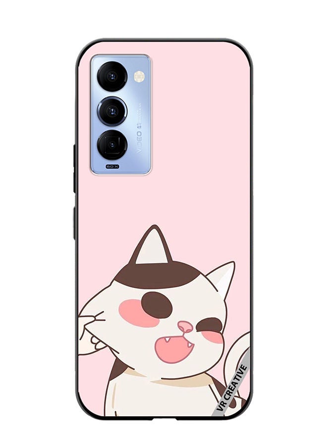 VR CREATIVE Protective Case Cover For Tecno Camon 18/18 P Cheeky Cat Design Multicolour - Image 1