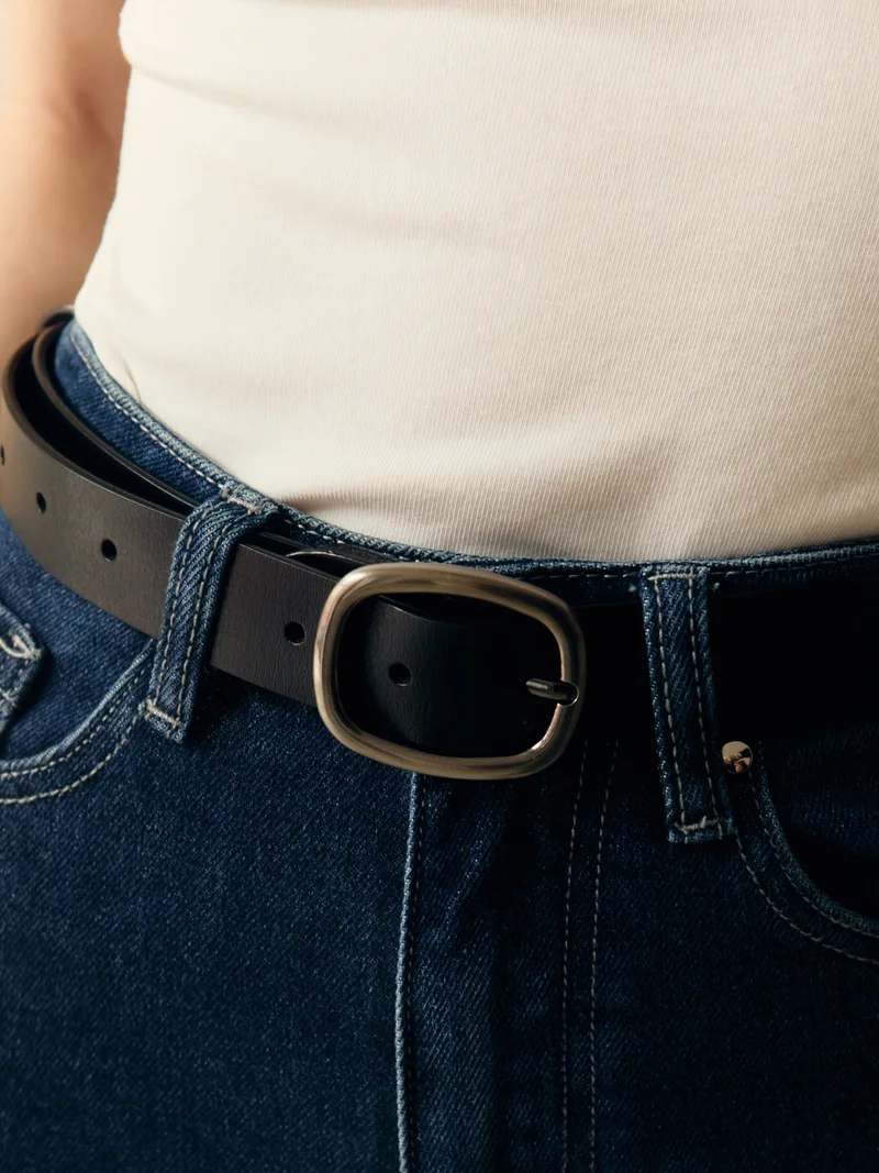 Lichi  Wide leather belt with oval buckle  | Best Price UAE