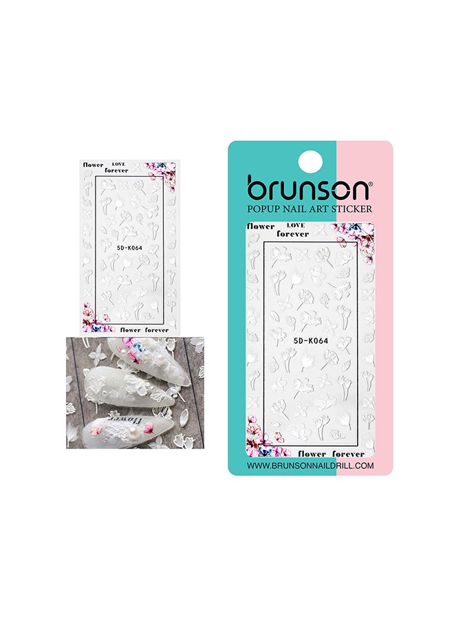 5D Flower Decals Exquisite Self Adhesive Nail Art Decoration Stickers 5D-k064