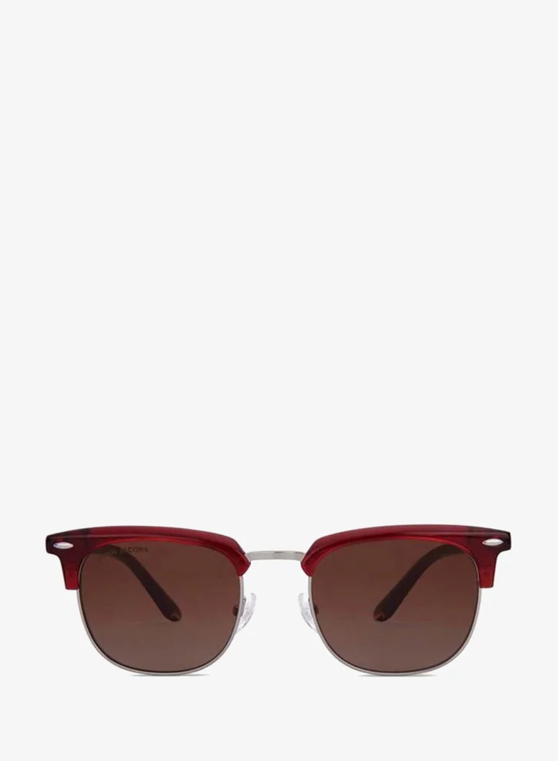John Jacobs John Jacobs | Silver - Brown | Full Rim Clubmaster Stylish &amp; Premium Sunglasses | Urban Elegance | 100% UV Protected (UV400) | Women | Medium | JJ S17081