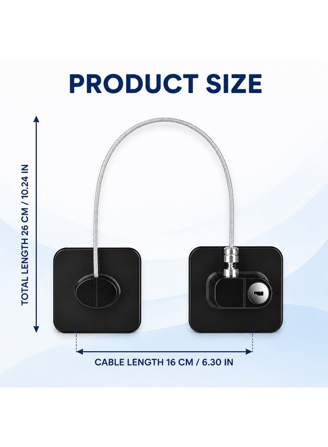 XINYIWA 2-Pack Child Safety Cable Locks with 2 Keys, Self-Adhesive Baby Proofing Locks for Refrigerator, Freezer, Window, Cabinet and Drawer, No Drilling, Black - Image 2