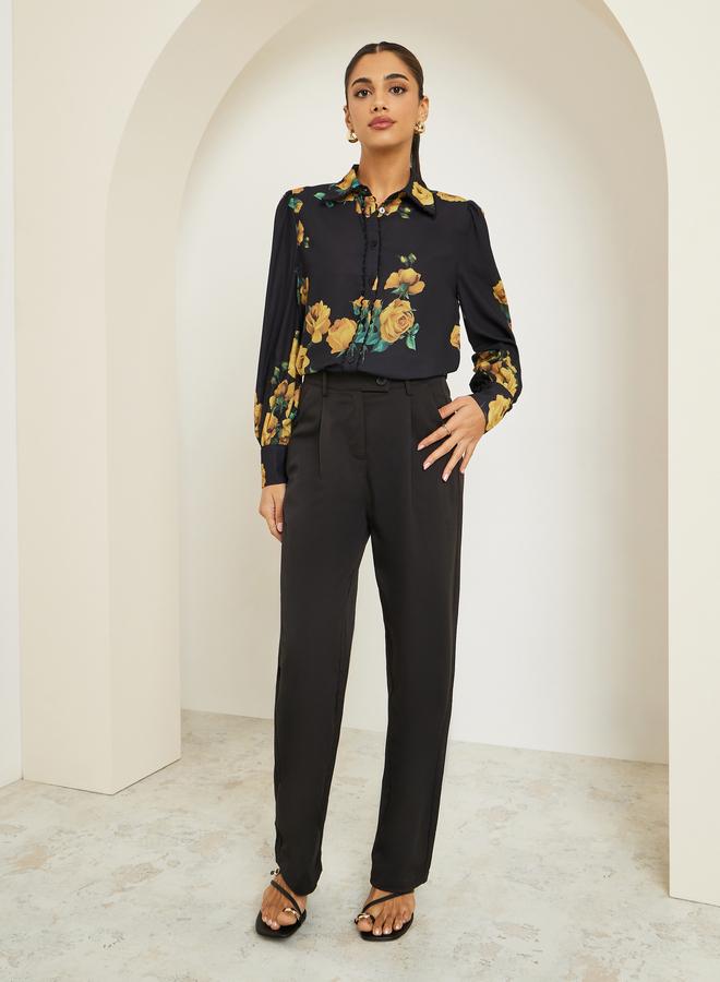 Styli Women Black Floral Printed Shirt - Image 2