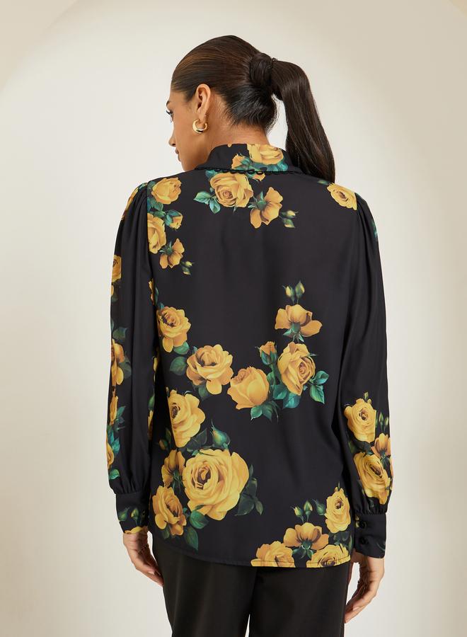 Styli Women Black Floral Printed Shirt - Image 5