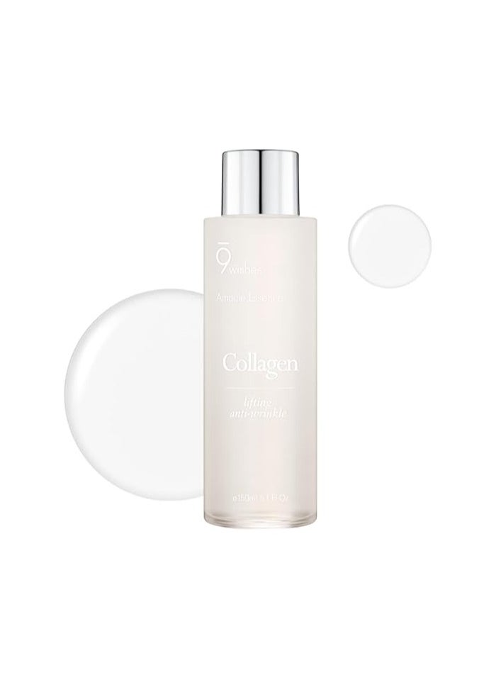 9 wishes [9wishes] Collagen Ampule Essence Toner 5.1 Fl. Oz., Reducing Wrinkles and Dryness - Quenches Dryness Delivering antioxidants for Radiant Skin Complexion  - Image 1