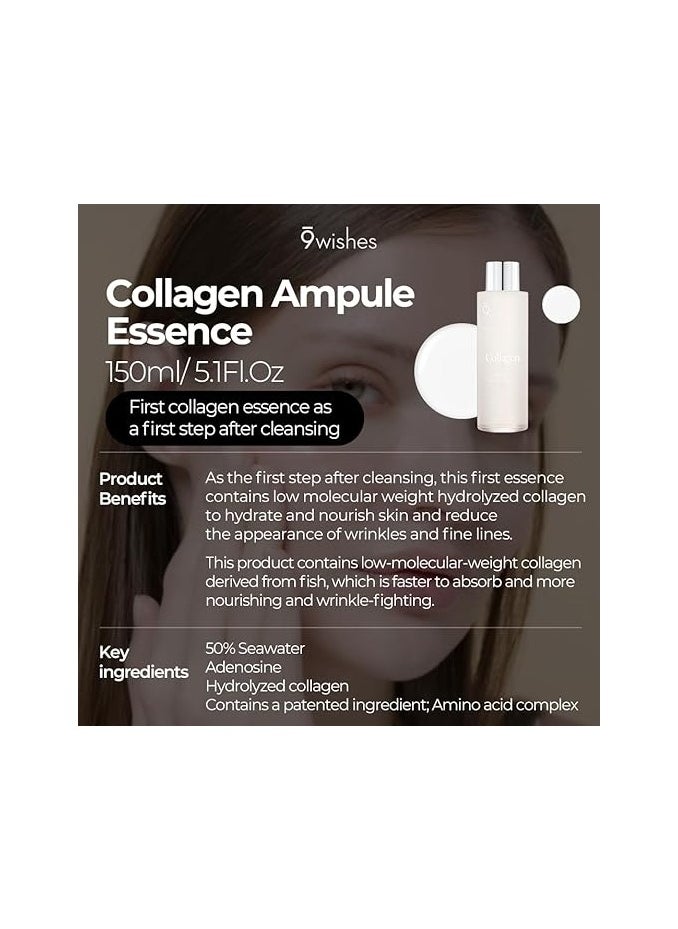 9 wishes [9wishes] Collagen Ampule Essence Toner 5.1 Fl. Oz., Reducing Wrinkles and Dryness - Quenches Dryness Delivering antioxidants for Radiant Skin Complexion  - Image 2