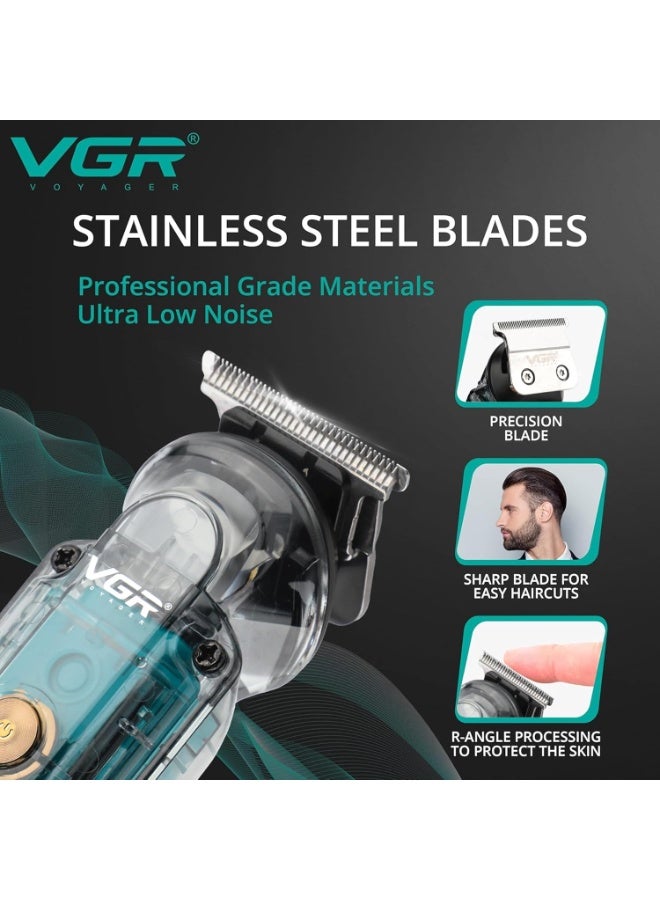 VGR Electric Beard Trimmer Men with Nose Hair Trimmer Attachment - USB-C - IPX6 Waterproof Washable - Cordless Clippers Rechargeable - 180 Min Battery - Male Grooming Kit Shaver - Bald Head - Image 5