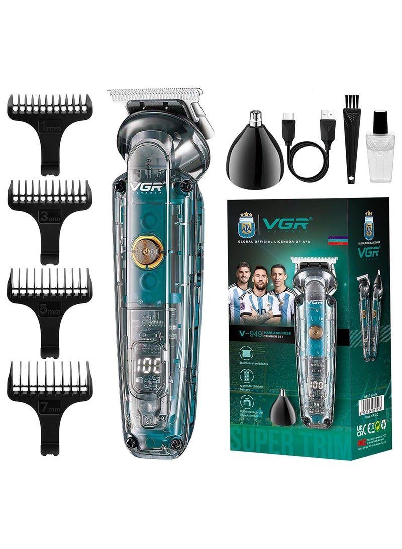 VGR Electric Beard Trimmer Men with Nose Hair Trimmer Attachment - USB-C - IPX6 Waterproof Washable - Cordless Clippers Rechargeable - 180 Min Battery - Male Grooming Kit Shaver - Bald Head - Image 1
