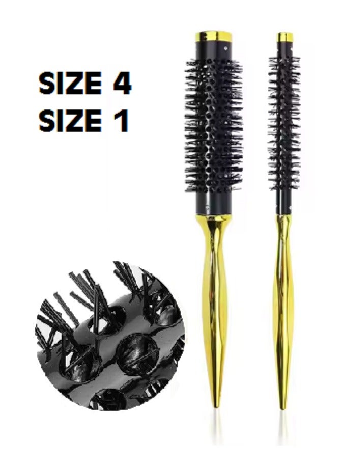 GOLD Wood Hair Dryer Brush, Size 1 with Size 4 Original Salon 2 Pieces - Image 1