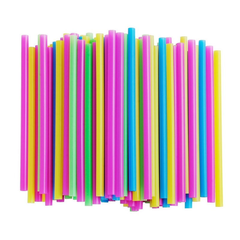 ALINK Assorted Bright Colors Jumbo Smoothie Straws  Wide Plastic Disposable Straws  Pack of 100 Pieces - Image 1