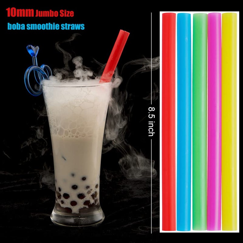 ALINK Assorted Bright Colors Jumbo Smoothie Straws  Wide Plastic Disposable Straws  Pack of 100 Pieces - Image 2