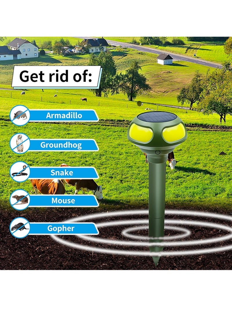 SYOSI 2 PCS Ultrasonic Mole Repellent 4 Modes Solar Powered Mole Repellent Outdoor Waterproof Animals Repellent for Get Rid of Mole Gopher Snakes Vole and Other Underground Pests for Yard Garden Lawn  - Image 2