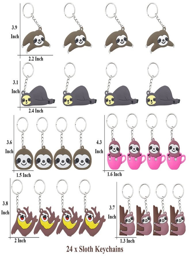 Elecrainbow 24 Pack Sloth Keyring Pack Party Favor for Sloth Lover, Guest Return Gift, Wild Animal Themed Party, Baby Shower, Birthday - Image 2