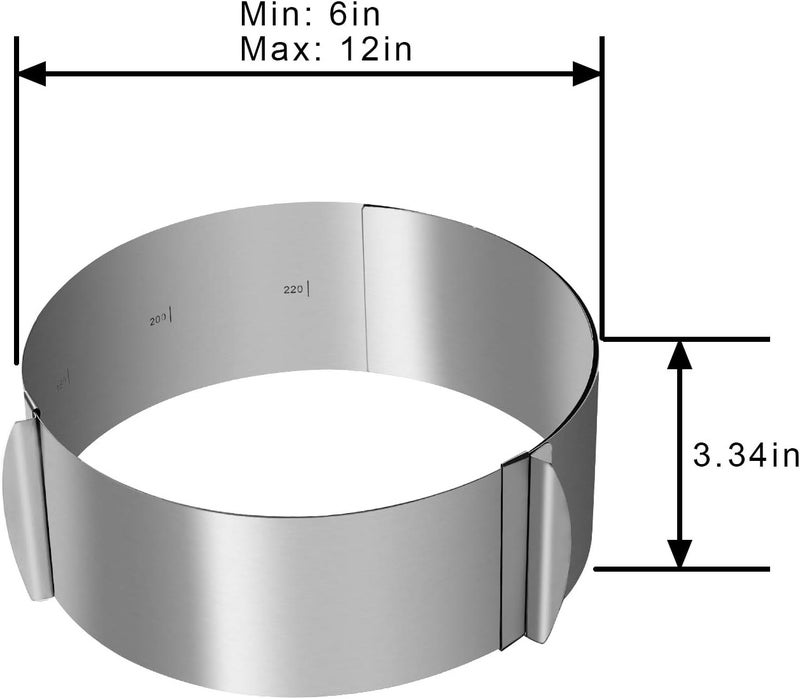 KINJOEK 6-12 Inch Cake Mold Ring, Retractable Stainless Steel Adjustable Round Mousse Cake Ring Milk Bar Mold Cake DIY Baking Mould Tool - Image 2