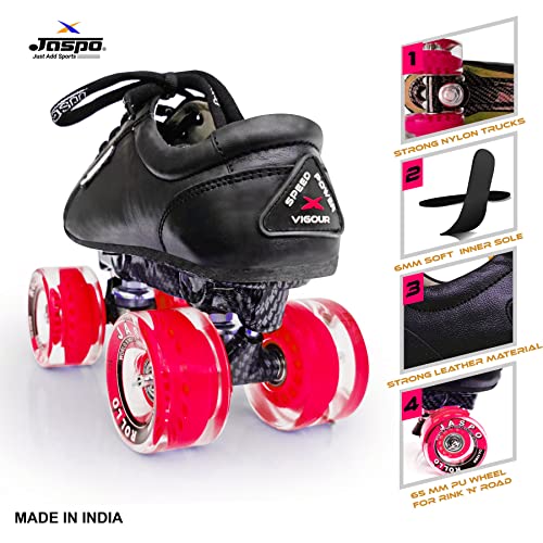 jaspo Unisex Pro Hyper Quad Outdoor Wheel Shoe Skates (2 Uk(Foot Length 22.5 Cms), Red) - Image 3
