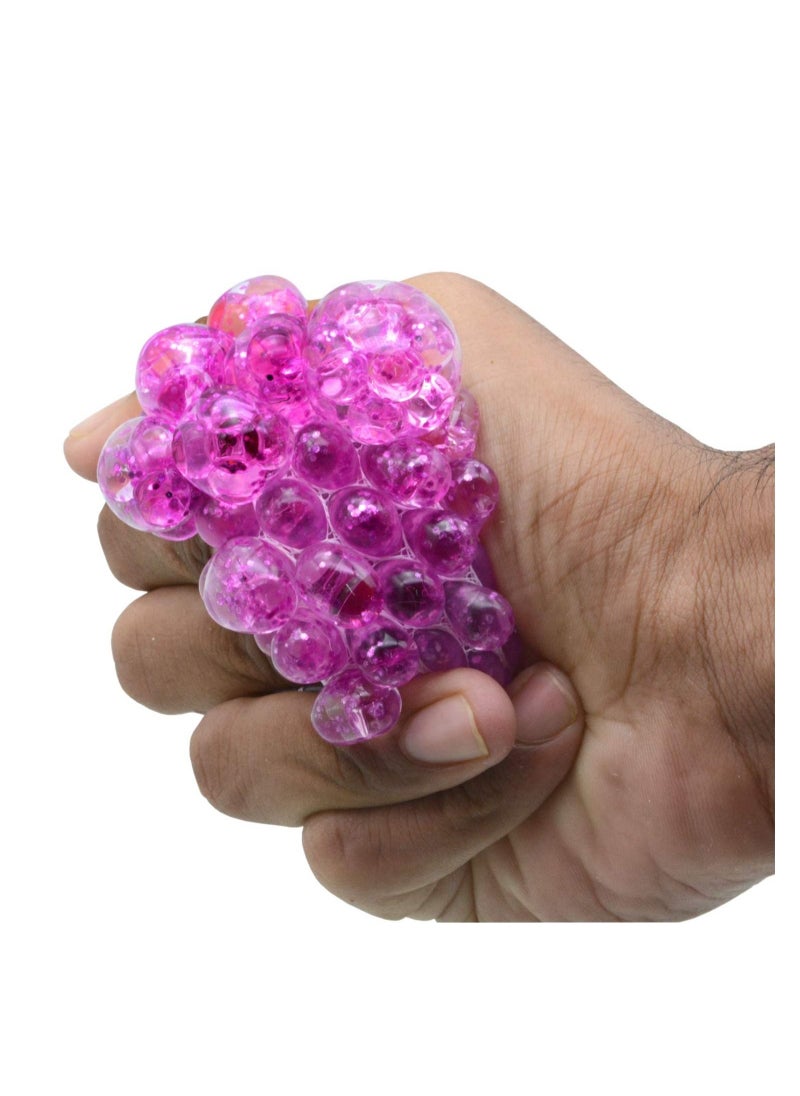 YOMNA - Fancy Stress Balls Squishy Balls Sensory Stress and Anxiety Relief Stress Ball Fidget Toys, GLITTER SPARKLING Squishy Ball Squeeze Toys-PINK - Image 1