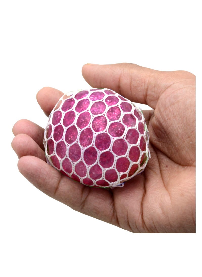 YOMNA - Fancy Stress Balls Squishy Balls Sensory Stress and Anxiety Relief Stress Ball Fidget Toys, GLITTER SPARKLING Squishy Ball Squeeze Toys-PINK - Image 1